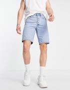 Dr Denim Dash Straight Leg Shorts In Washed Light Wash-blue