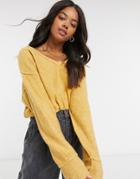 Cotton: On V Neck Knit Sweater In Mustard-yellow
