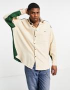 Asos Design Oversized Twill Shirt With Color Block-green