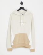 Calvin Klein Jeans Blocking Capsule Cotton Monogram Hoodie In Stone Exclusive To Asos-neutral