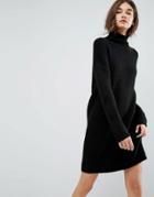 Asos Knitted Sweater Dress In Texture Stitch - Black