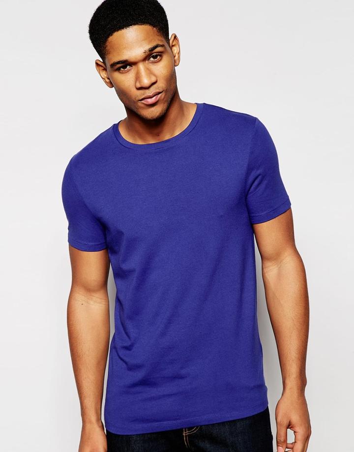 Asos Muscle T-shirt With Crew Neck And Stretch - Midnight