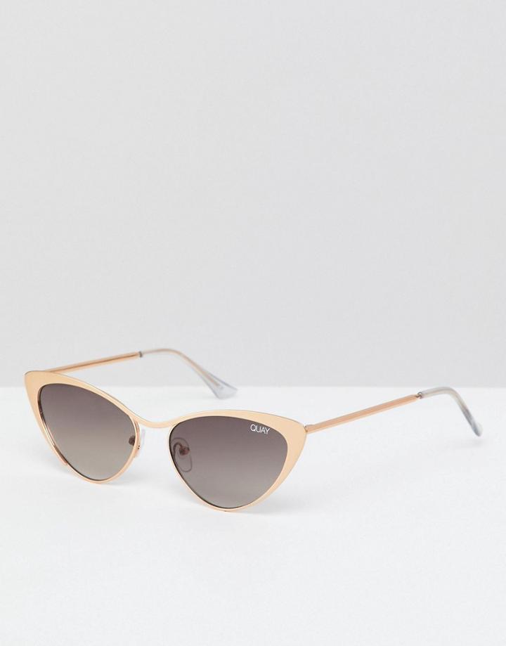 Quay Australia Boss Cat Eye Sunglasses In Gold - Gold