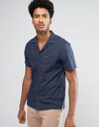 Farah Torbay Slim Fit Short Sleeve Revere Collar Shirt Navy - Navy