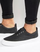Asos Lace Up Sneakers In Gray Felt - Gray