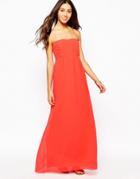 Vila Strapless Maxi Dress - Hot Coral