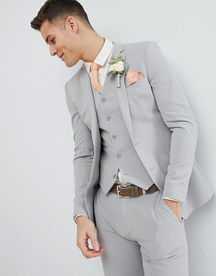 Asos Design Super Skinny Suit Jacket In Ice Gray - Gray