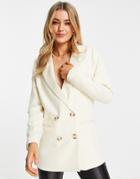 In The Style X Perrie Sian Boxy Blazer In Cream-white
