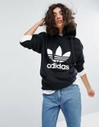 Adidas Trefoil Pullover Hoodie In Black - Black