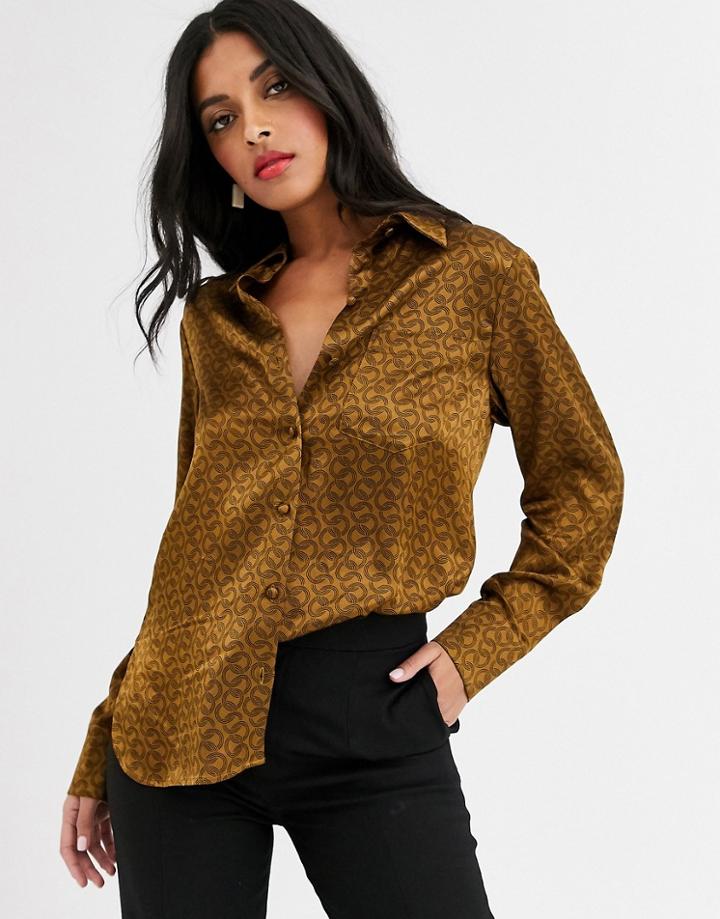 & Other Stories Chain Print Shirt In Golden Brown-multi