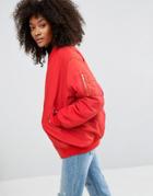 Asos Oversized Bomber Jacket - Red