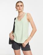 Asos Design Ultimate Tank Top With Scoop Neck In Cotton Blend In Sage-green