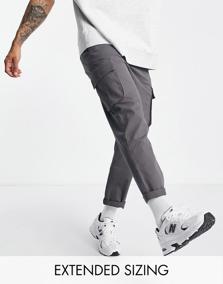 Asos Design Relaxed Cargo Pants In Dark Shadow-gray