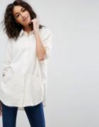 Asos Oversized Twill Shirt With Pocket Detail - Beige