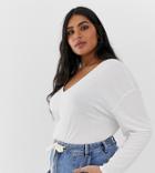 Asos Design Curve Oversized Tunic With V-neck In White