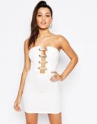 Rare London Plunge Military Dress - White