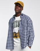 Topman Oversized Check Shirt In Blue