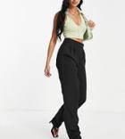 Flounce London Tall Straight Leg Pants With Front Pleats In Black