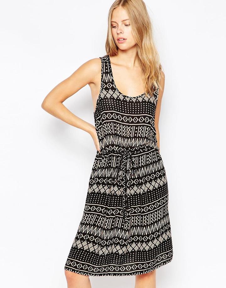 Warehouse Tribal Drawstring Geo-tribal Dress - Multi