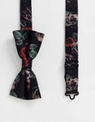 Twisted Tailor Bow Tie With Floral Print In Black