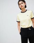 Fred Perry Ringer T-shirt With Logo Tape - Yellow