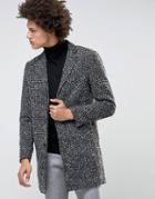 Selected Homme Wool Overcoat With Flecked Detail - Gray
