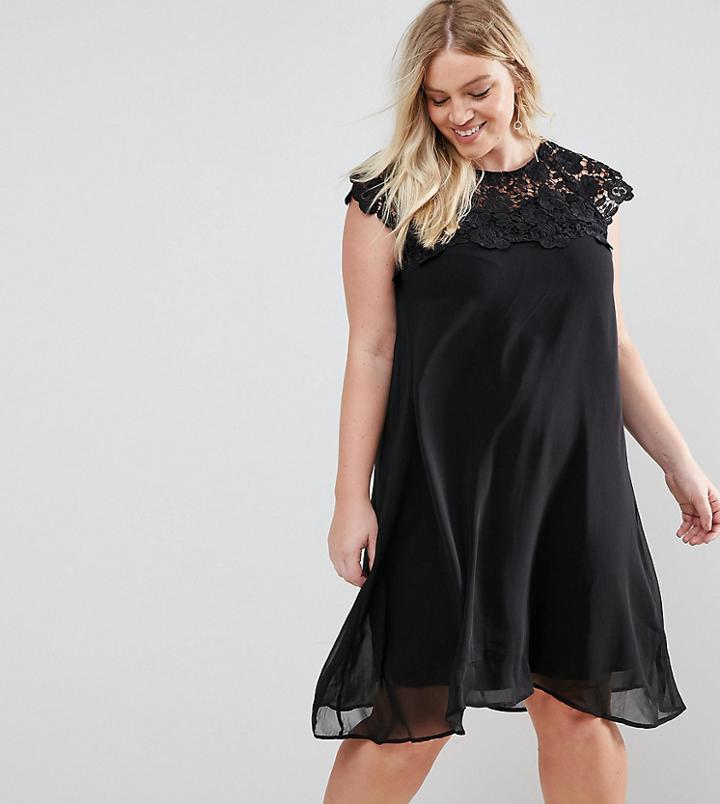 Praslin Swing Dress With Crochet Yoke - Pink