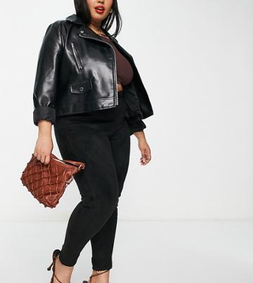 Simply Be Suedette Leggings In Black