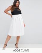 Asos Curve Scuba Prom Skirt With Circle Ring Trim - White