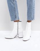 Asos Rosana Leather Block Heeled Boots - White