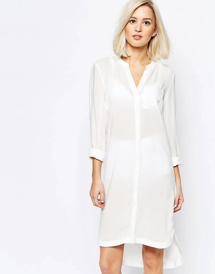 Vero Moda Long Line Shirt Dress - White