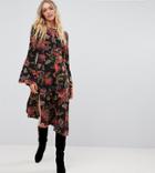Vero Moda Tall Floral Midi Dress With Asymmetric Hem - Multi