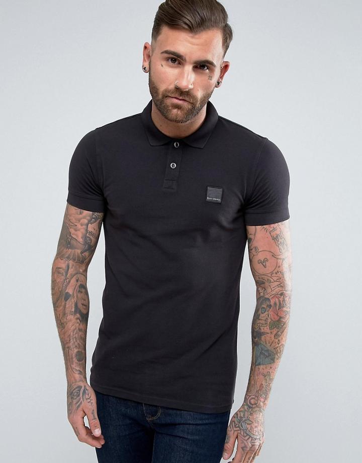 Boss Orange By Hugo Boss Pascha Slim Fit Logo Polo Shirt Black - Black