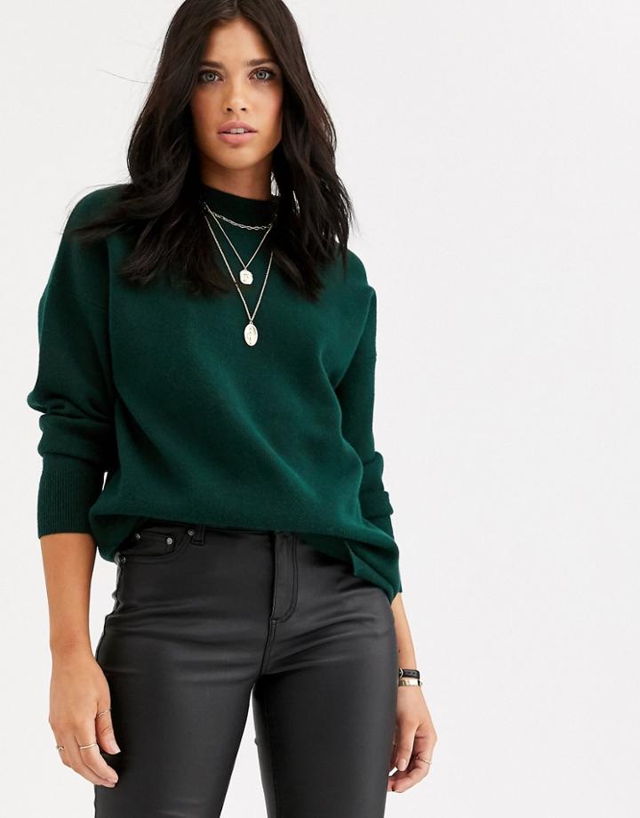 Mango Crew Neck Sweater In Green - Green