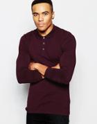 Asos Extreme Muscle Long Sleeve Polo In Burgundy - Burgundy