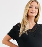 Asos Design Maternity Nursing Double Layer V Neck Lace Trim Top