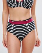 Pour Moi Starboard Stripe High Waist Control Bikini Bottom - Multi
