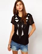 Very By Vero Moda T-shirt With Geo-tribal Print - White