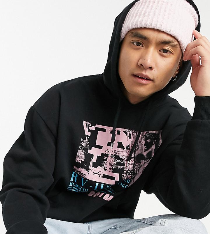 Reclaimed Vintage Inspired Hoodie With Front Print In Black-white