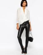 Vila Leather Look Pants - Black