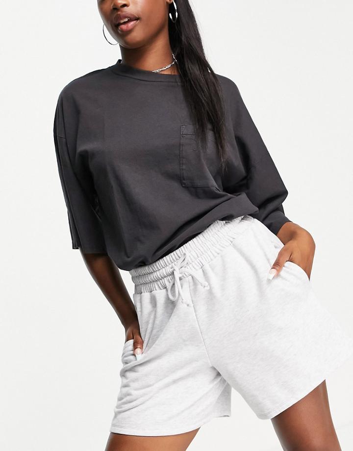 Topshop Sweat Shorts In Gray-grey