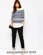 Asos Maternity Petite Woven Peg Pants With Obi Tie - Black