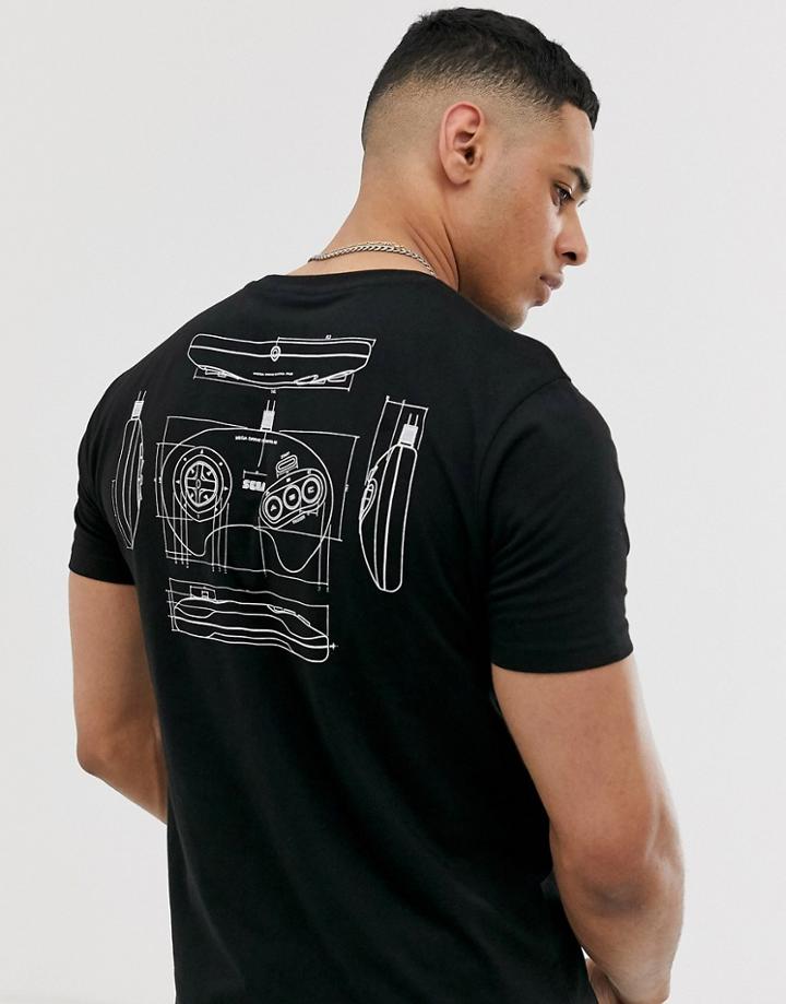 Asos Design Sega T-shirt With Outline Print-black