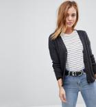 Asos Petite Cardigan In Rib With Button Detail - Gray