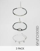 Asos Curve Pack Of 3 Grunge Chain Bracelets - Multi