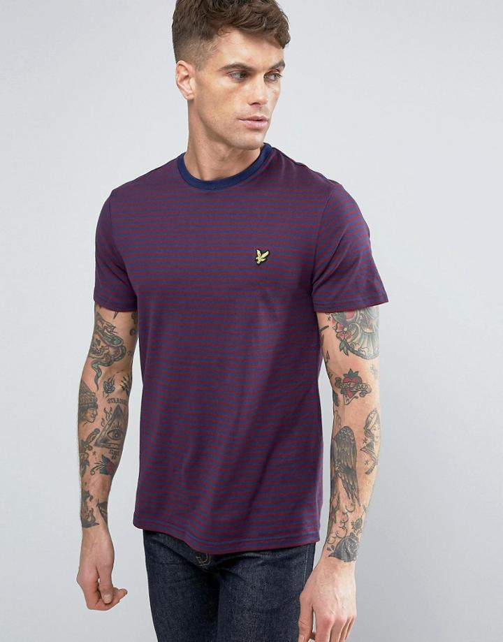 Lyle & Scott Stripe T-shirt Regular Fit Eagle Logo In Navy - Navy