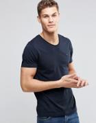 Tommy Hilfiger T-shirt With Rolled Neck In Navy In Regular Fit - Navy