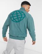 Asos Daysocial Half Zip Polar Fleece Jacket With Front And Back Logo Print In Teal-blues