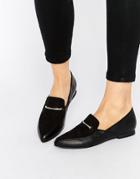 London Rebel High Cut Point Flat Shoes - Black Pu