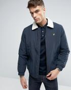 Lyle & Scott Fleece Lined Bomber Eagle Logo In Navy - Navy